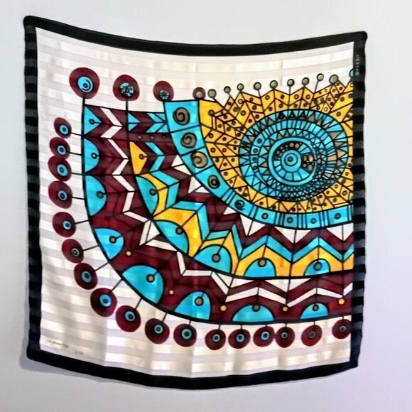 RARE Vintage Jale Yılmabaşar Ertugan Ltd Edition Vakko Silk Scarf - Picture 1 of 7